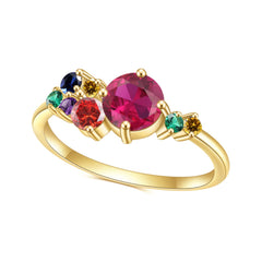 Golden S925 Sterling Silver Plated 18k Gold with Colour Gemstones Ring