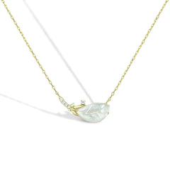 Mother-of-pearl Feather with Zircon Pendant Silver Necklace for Women