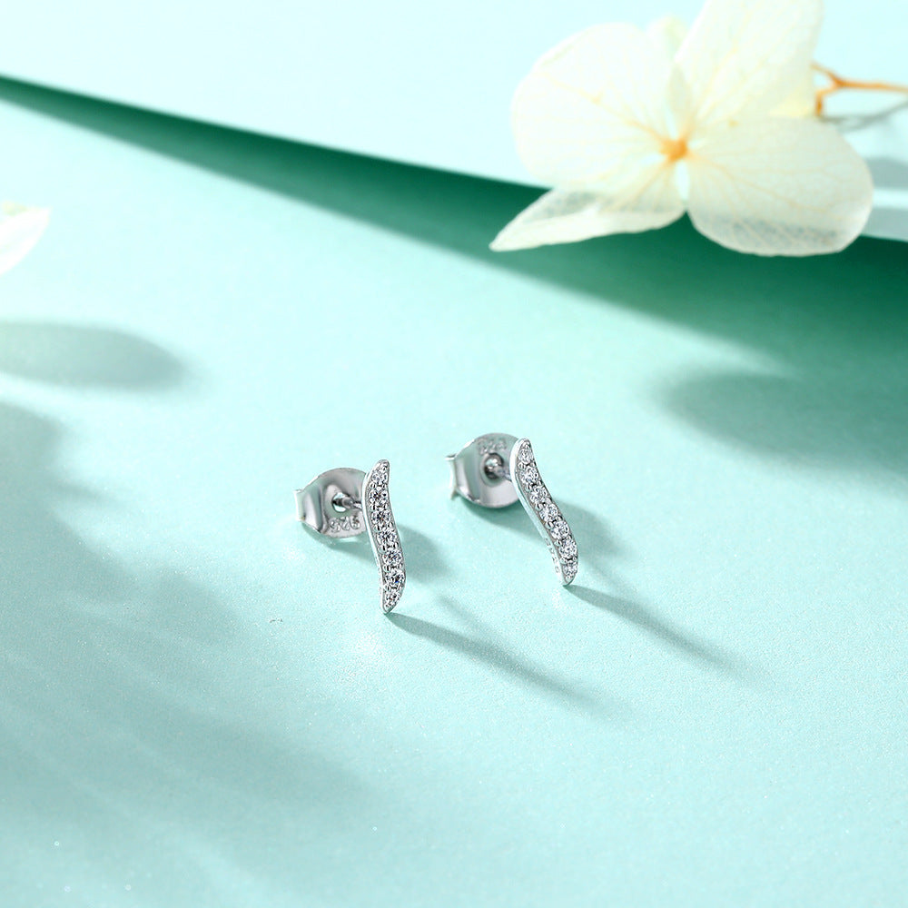 Zircon S-shaped Silver Studs Earrings for Women