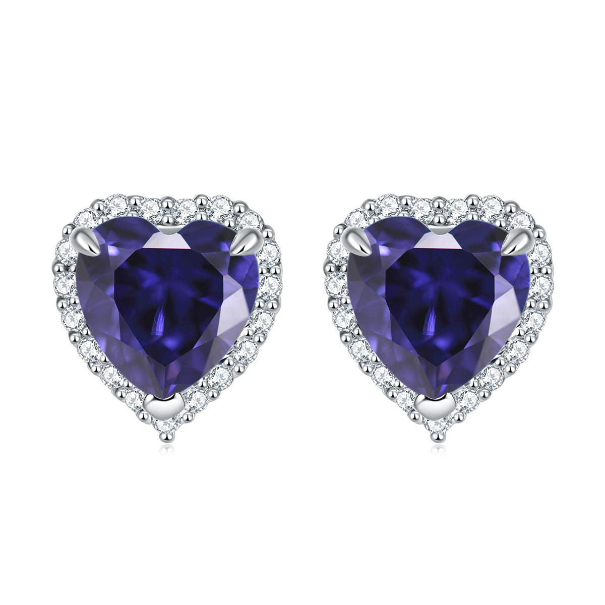 Halo Heart Zircon Stud Earrings