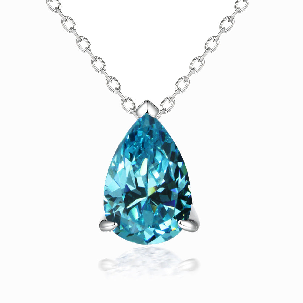 Pear Drop Zircon Pendant Silver Necklace for Women