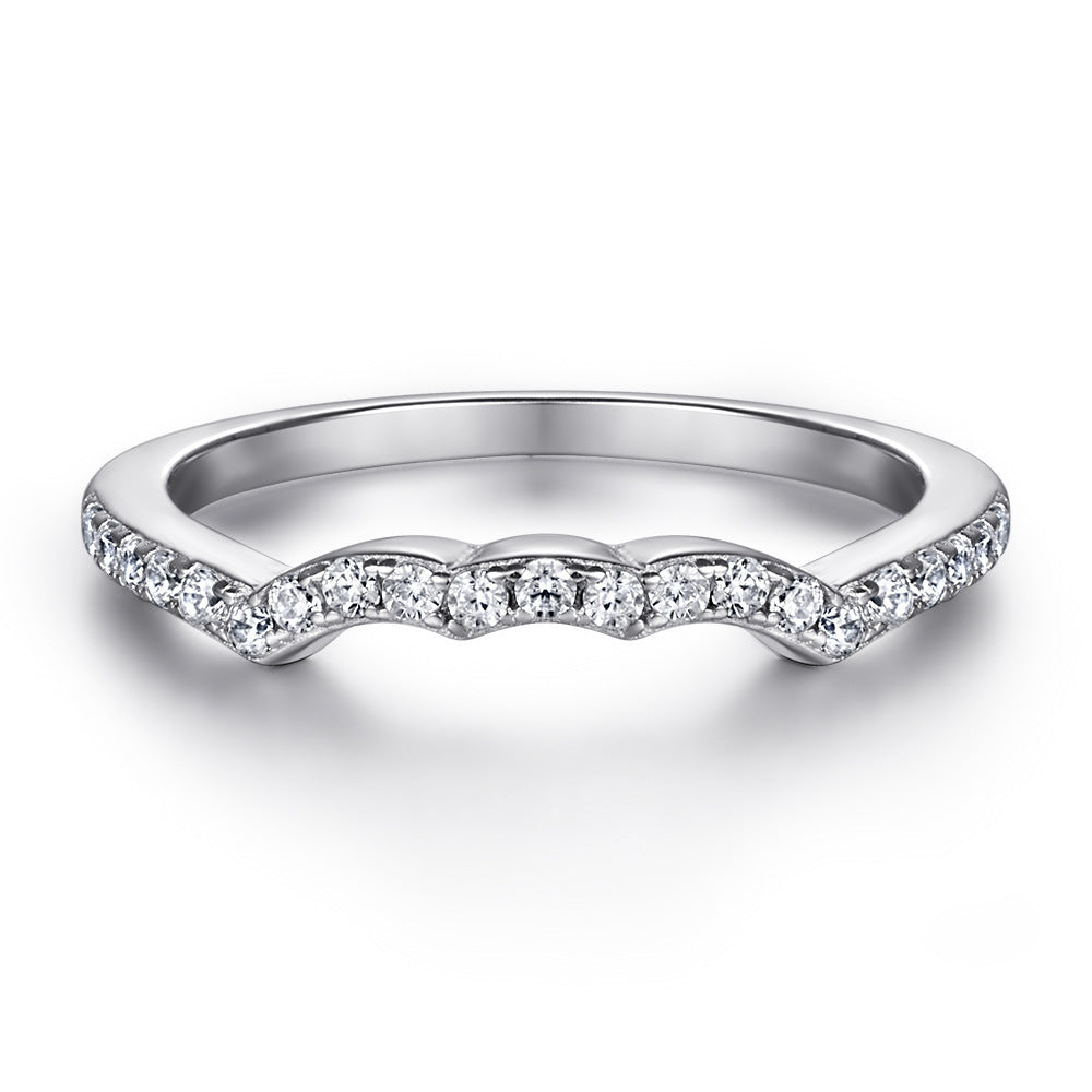 Round Zircon Interweave Modern Split Shank Silver Ring Set