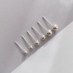 Small Round Bead Silver Studs Earrings for Women