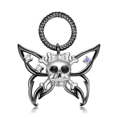 Halloween Skull Butterfly Pendant Silver Necklace