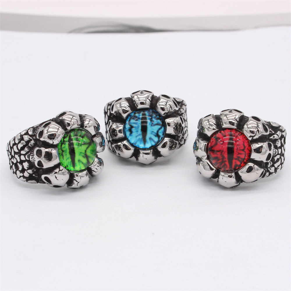 Halloween Skull Devil Eye Titanium Steel Ring for Men