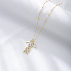 BABE Letter with Zircon Pendant Silver Necklace for Women