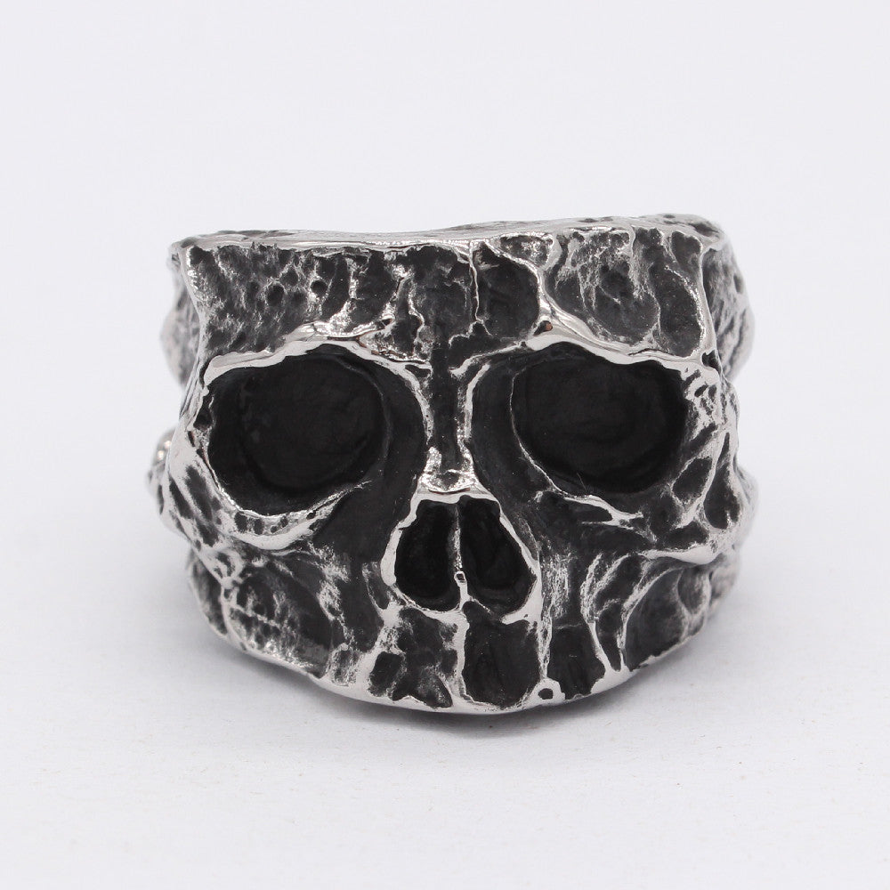 Halloween Half Skeleton Head Titanium Steel Ring for Men