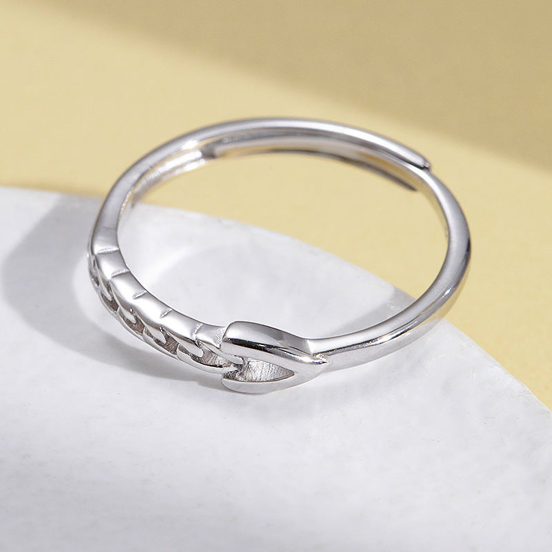 Chain Shape Design Opening Sterling Silver Ring