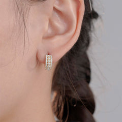 Zircon Pearl Silver Hoop Earrings