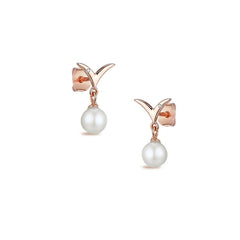 Letter V with Pearl Silver Drop Earrings for Women