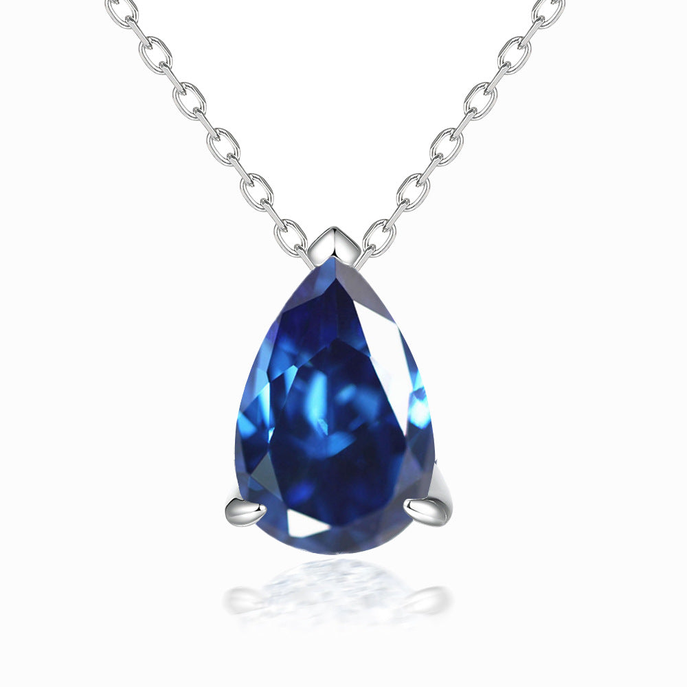 Pear Drop Zircon Pendant Silver Necklace for Women