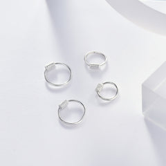 Spring Coil Thread Silver Hoop Earrings for Women