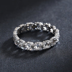 S925 Geometric Temperament Full Circle Set Zircon Ring Female European and American Ins Tide Sterling Silver Index Finger Ring Cross-border Hot Sale