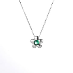 (Two Colours) Emerald Colour Flower Pendants Collarbone Necklace for Women