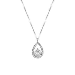 Water Drop with Round Zircon Pendant Silver Necklace for Women