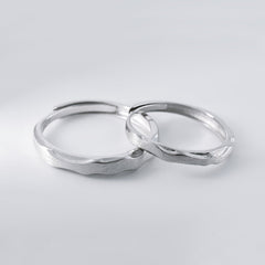 Brushed Wave Pattern Silver Couple Ring for Women