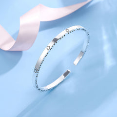 Smiling Face and Letter Pattern Silver Bracelet for Women