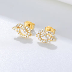 Zircon Knot Silver Studs Earrings for Women