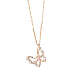 Zircon Hollow Butterfly Pendant Silver Necklace for Women