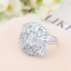 Natural Topaz Fashion Temperament Silver Ring for Women