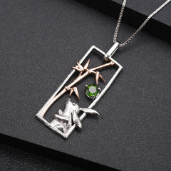 High-Grade Jade Rabbit with Natural Element Design Natural Topaz Pendant Silver Necklace for Women