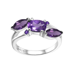 Oval Shape and Marquise Shape Three Natural Gemstones Silver Ring