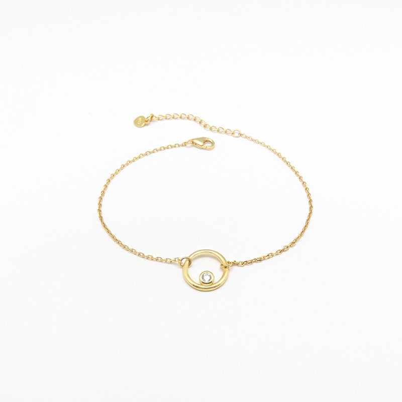 Small Zircon Circle Silver Bracelet