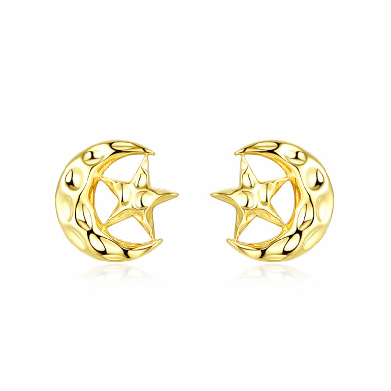 Bump Star Moon Silver Studs Earrings for Women