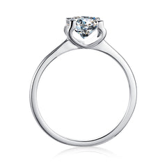 Solitaire Oxhead Prong 1.0 Carat Round Cut Moissanite Engagement Ring