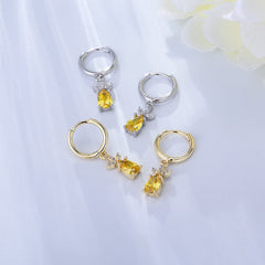 Pineapple Zircon Pendant Silver Hoop Earrings for Women