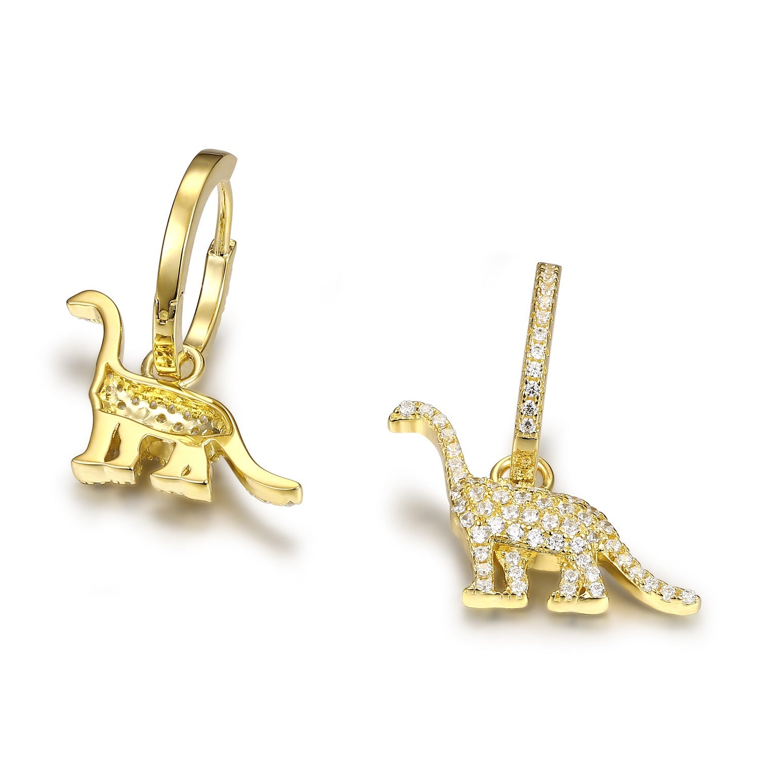 Zircon Dinosaur Silver Hoop Earrings for Women