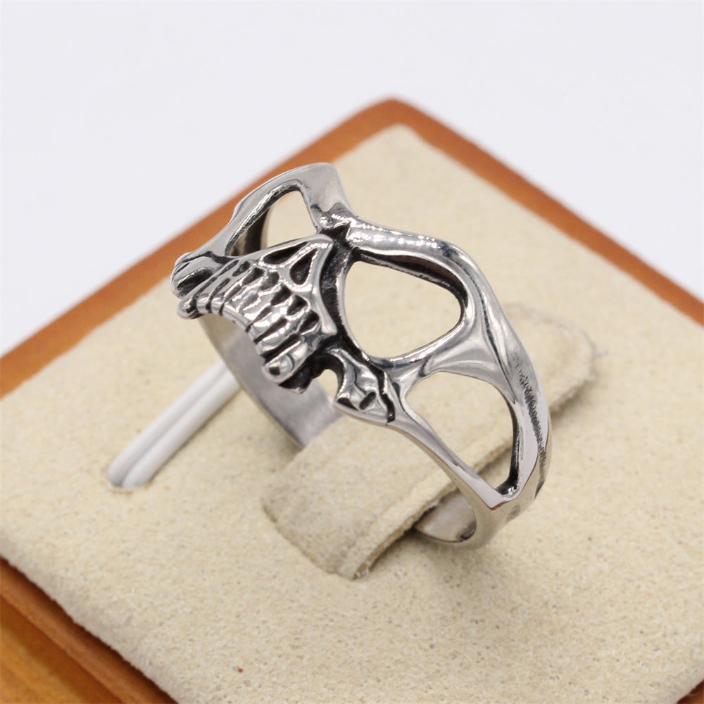 Halloween Hollow Skull Mask Titanium Steel Ring for Men