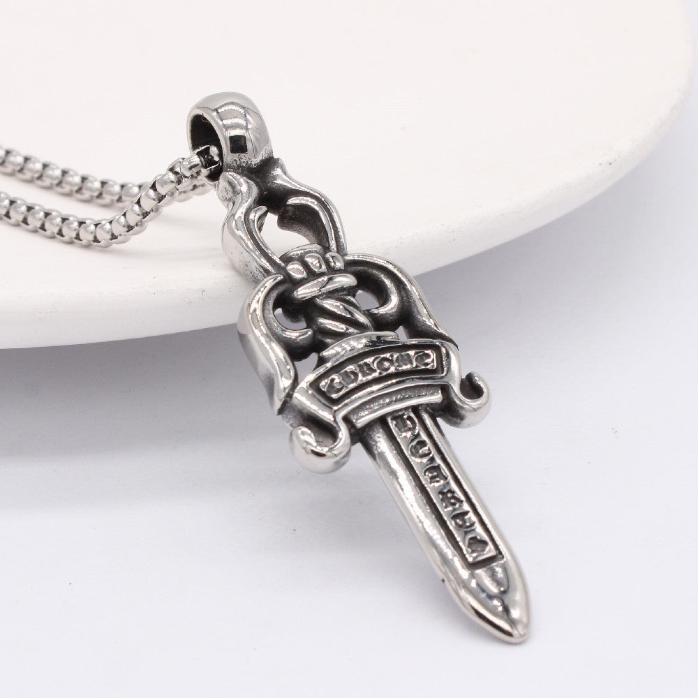 Vintage Dagger Titanium Steel Necklace for Men