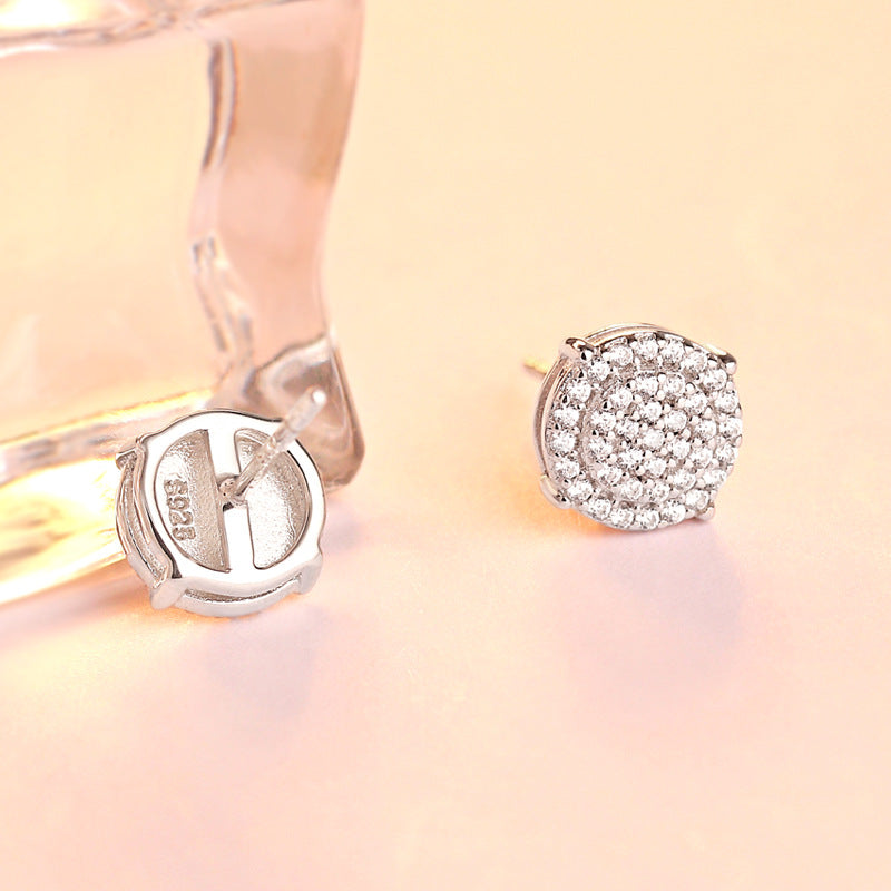 Zircon Round Silver Studs Earrings for Women