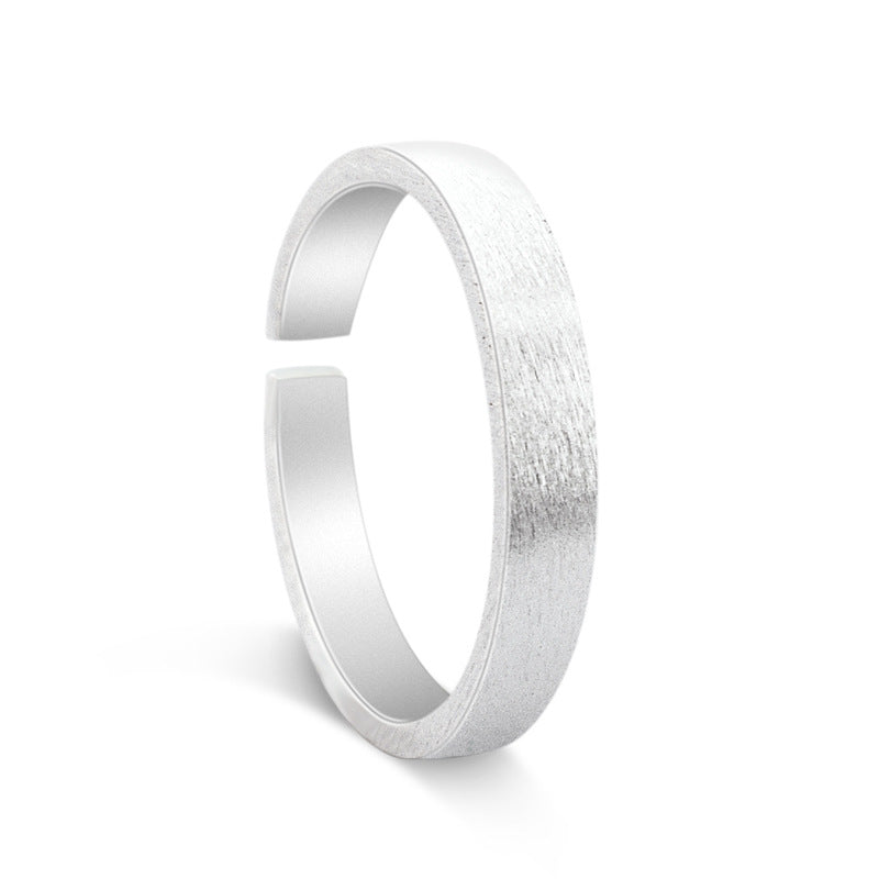 Brushed Silver Couple Ring for Women