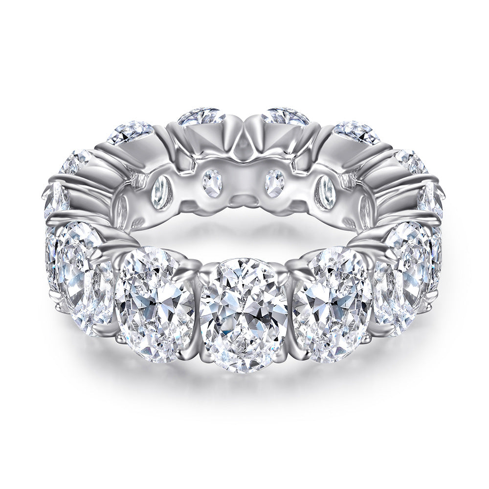 Full Circle Oval Zircon Silver Ring for Women