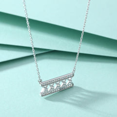 Zircon Net Shape Pendant Silver Necklace for Women