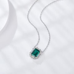 Rectangle Lab Created Emerald Necklace