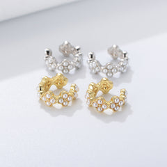 Beading Flower Pearl Silver Ear Bone Clip Earrings for Women