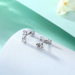 Zircon Strip Silver Studs Earrings for Women