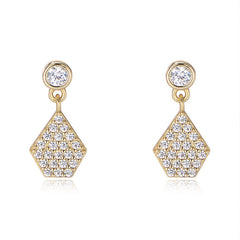 Zircon Geometric Polygon Silver Drop Earrings for Women