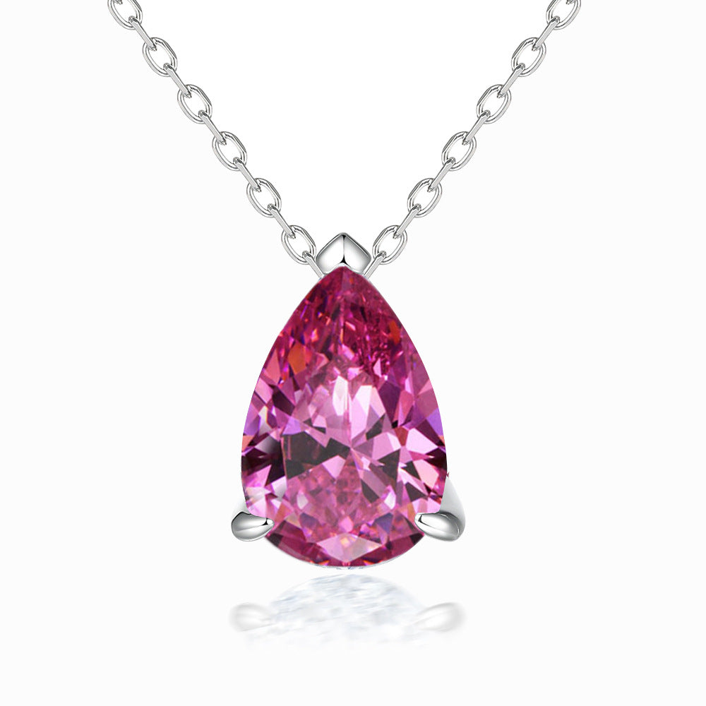 Pear Drop Zircon Pendant Silver Necklace for Women