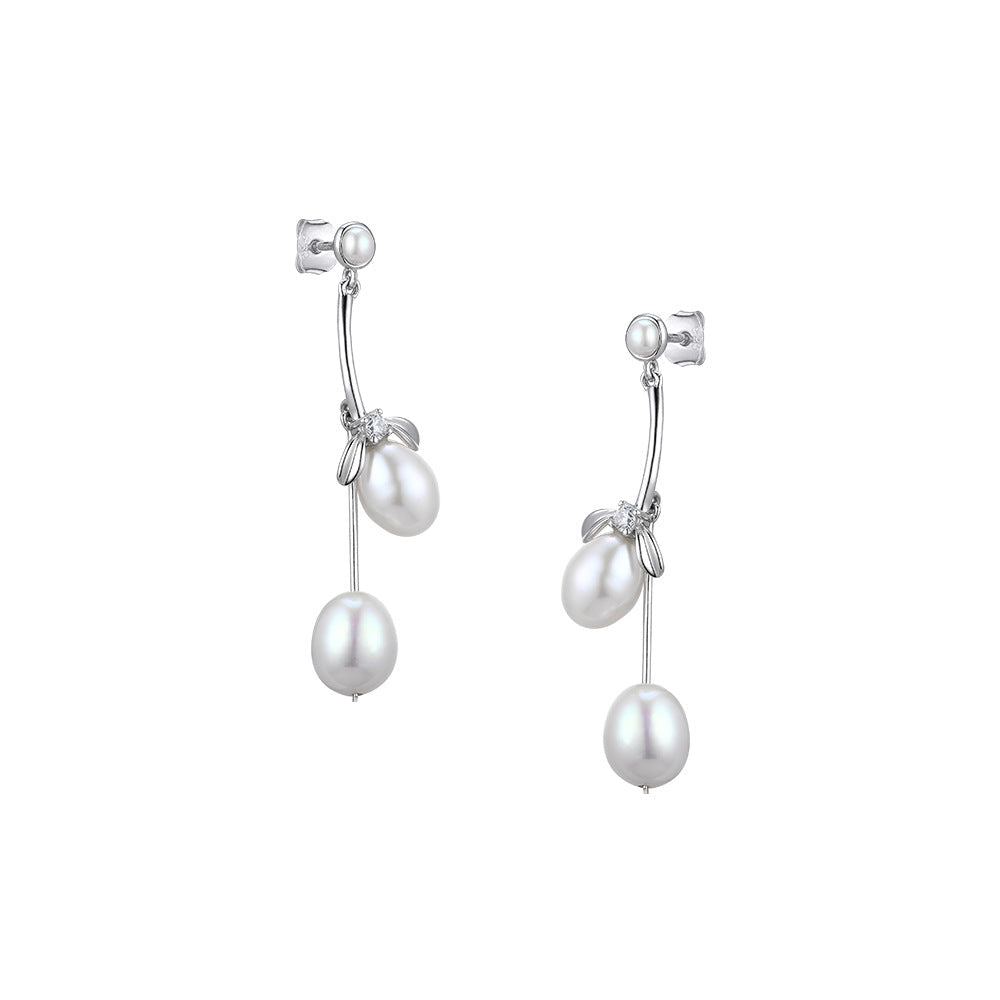 Pearl Branch Silver Drop Earrings for Women