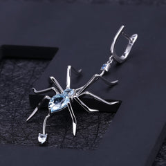 Spider Shape s925 Sterling Silver Natural Topaz Earrings for Women