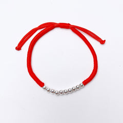 Ten Beading Bead Red Rope Silver Bracelet for Women