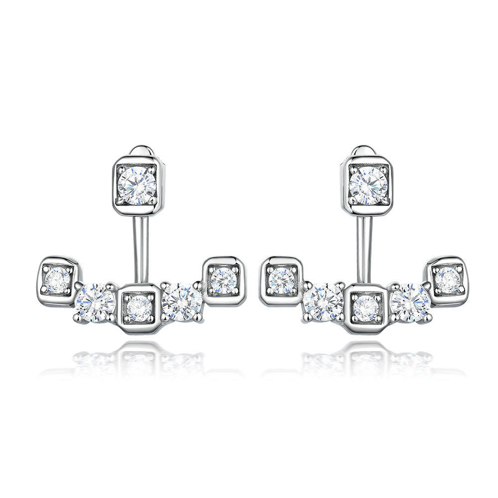 Beading Zircon Silver Studs Earrings for Women