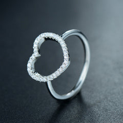 S925 Sterling Silver Japanese and Korean Hollow Micro Inlaid Zircon Ring Women's European and American Light Luxury Fashion Index Finger Ring Cross-border Delivery