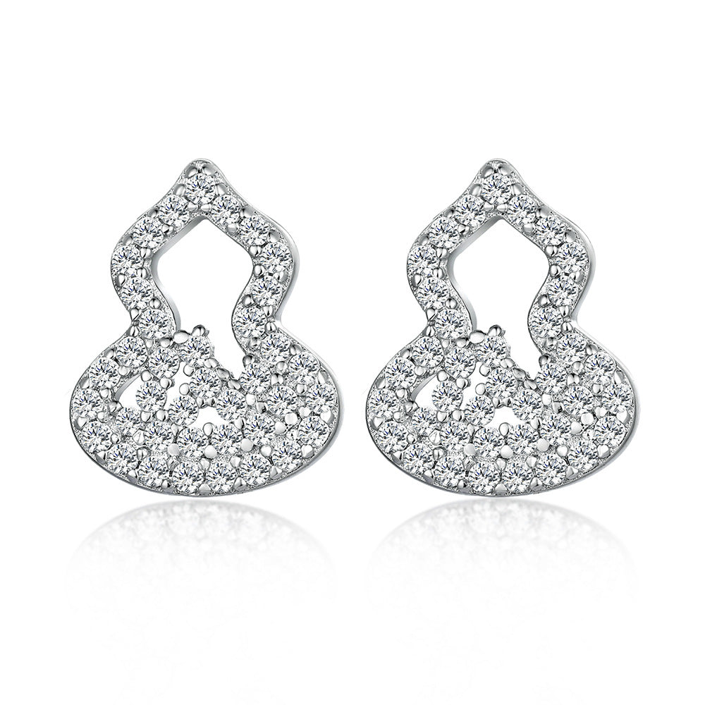 Zircon Gourd Silver Studs Earrings for Women