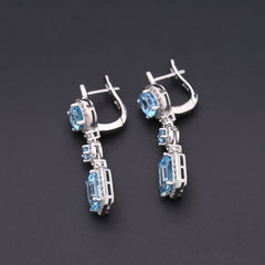 Natural Colourful Gemstones Soleste Halo Beading Silver Drop Earrings for Women