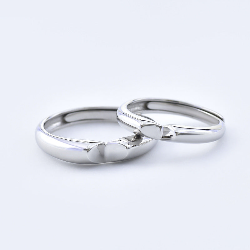 Geometric Heart Shape Silver Couple Ring for Women